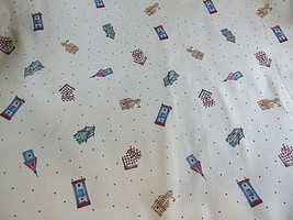 Daisy Kingdom Birdhouse Toss Vintage 1994 Fabric 46&quot; X 2 yards beige - £15.89 GBP