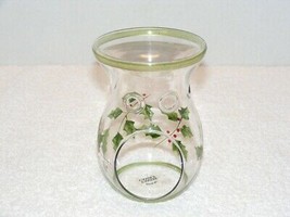Yankee Candle Clear Glass Hand Painted Christmas Holly Wax Warmer Guc - £15.92 GBP