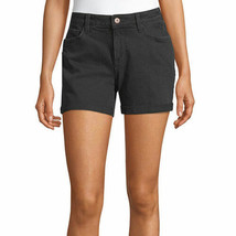 Arizona Women&#39;s Juniors Denim Hi Rise Shorts Size 5 Black Smoke Color NEW - £16.03 GBP