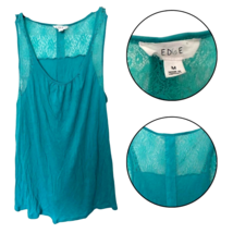 Edge Women&#39;s Teal Lace Tank Top Size Medium Sleeveless Summer Top - $457.57 MXN