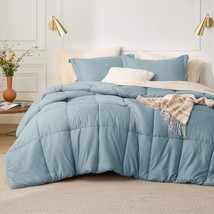 Blue Queen Comforter Set - Mineral Blue Basket Weave Pattern Down Alternative Co - £36.76 GBP