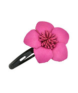 Cute and Colorful Fuschia Pink Tropical Flower Leather Hair Clip - £7.63 GBP