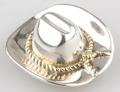 Gorgeous Sterling Silver Cowboy Hat Brooch by Israeli Bat-Ami Great Piece - $121.19