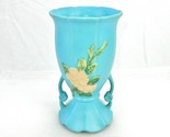 Weller Pottery Handled Urn Vase, 8.5&quot;, Apple Blossom Pattern, Sky Blue, ... - $34.25