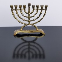 Vintage Judaica Hanukkah Jewish Art Menorah Solid Brass Holy Land Jerusalem - £29.60 GBP