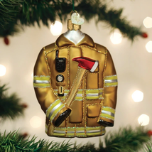Old World Christmas Firefighter&#39;s Coat Glass Christmas Ornament 32462 - £15.89 GBP