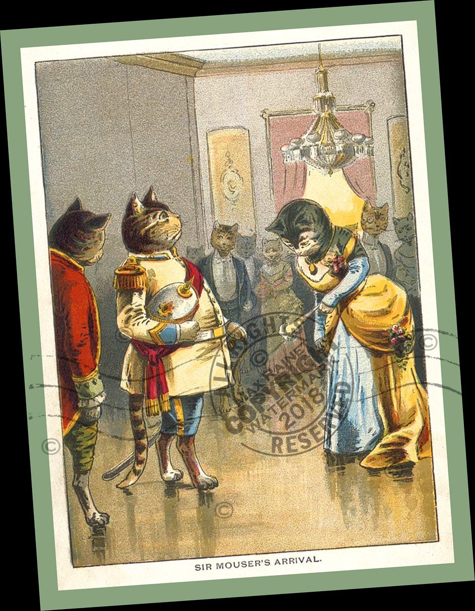 Children&#39;s WALL ART: Sir Mouser&#39;s at The Fancy Cats Ball : 1890 Illustra... - $42.42