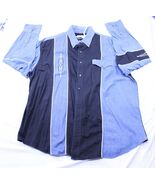 VTG Denim Western Shirt Mens 2XL Black Blue Rodeo Cowboy Colorblock 90s - $19.48
