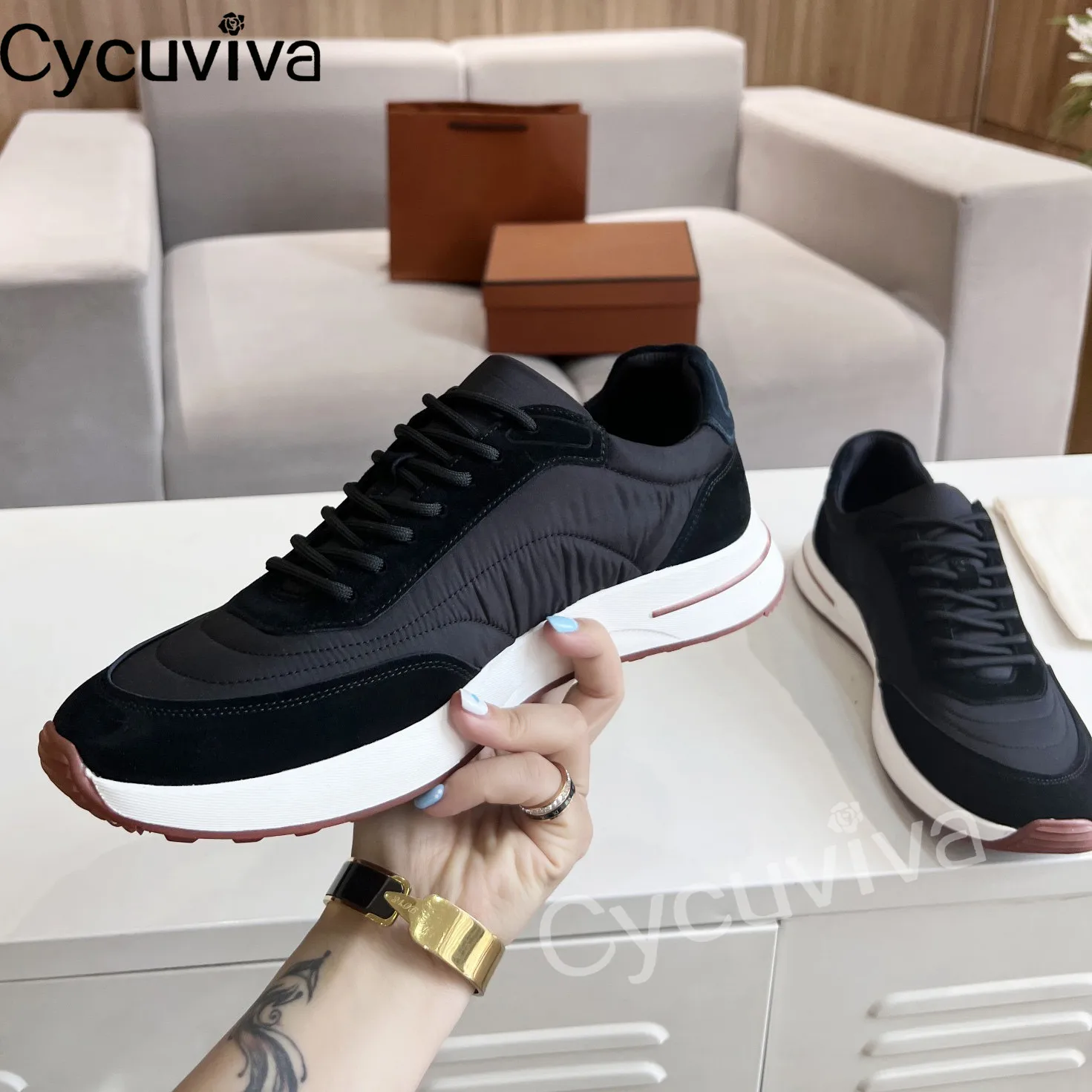New Summer Walk Sneakers Male Lace Up Platform Flat Casual Shoes For Men Thick S - £162.15 GBP