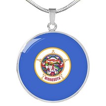 Express Your Love Gifts Minnesota State Flag Necklace Stainless Steel or 18k Gol - £42.48 GBP