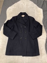 Calvin Klein Navy Blue Womens Wool Blend Double Breasted Pea Coat Size XL - £30.61 GBP