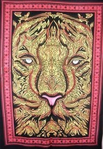 Traditional Jaipur Lion Face Wall Art Poster, Hippie Wall Tapestry, Indian Dorm  - £12.49 GBP