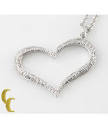 14k White Gold Pave Diamond Heart Pendant Gorgeous Piece - $2,541.37