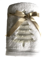 Christmas Trees Bathroom Hand Towels Set of 2 Luxe Habitat White Gold Tu... - $41.04