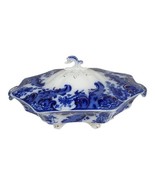 Antique 1890s Flow Blue China Grindley ARGYLE Covered Vegetable Dish Eng... - £513.93 GBP
