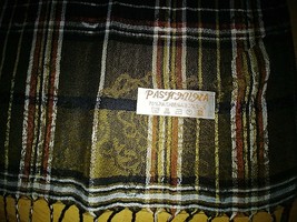 PASHMINA LADIES PASHMINA/SILK PLAID WRAP W/FRINGE-EXCELLENT WORN ONCE-70... - $6.79