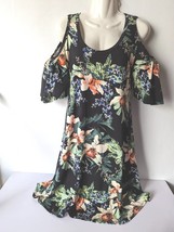 Karen Kane Dress Floral Cold Shoulder A Line Floral Black Stretch Ballet... - £23.51 GBP