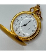 Vintage Verichron Pocket Quartz Watch Men Gold Tone Half Hunter 48mm New... - $45.61 CAD