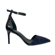 Free People x Jeffrey Campbell SOLITAIRE Suede Reptile Heels | 8.5 Navy Blue NEW - £44.70 GBP