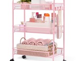 3-Tier Metal Rolling Cart, Mesh Wire Easy Assemble Utiity Cart, Storage ... - $47.99
