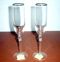 Lenox Platinum Innocence Champagne Flute Pair Crystal Open Oval Stem New - £30.58 GBP