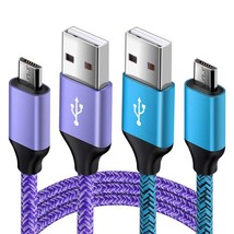 Android Charger Micro Usb Cable 2 Pack 6Ft Long Braided Cords Fast Charging Comp - £11.78 GBP