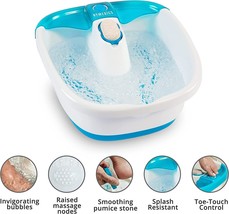 Foot Spa Massager With Heat Bath Temperature Vibration Bubbles Pumice Stone New - £29.02 GBP