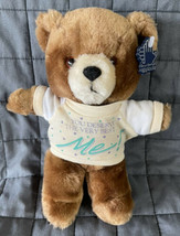 Vintage Applause 1986 Plush Teddy Bear 8” Tag You Deserve Very Best..Me Tshirt - £18.14 GBP