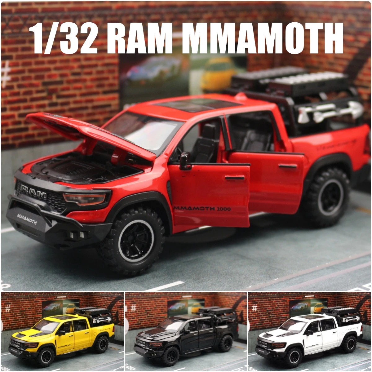 1/32 Dodge RAM MAMMOTH Pickup Car Miniature Diecast Metal Off Road Model... - £13.27 GBP