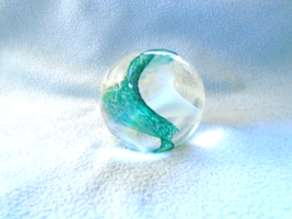Selkirk Glass Paperweight White And Green Plus Early Impressed Stamp And... - $24.82