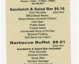 The Original Leonard&#39;s Barbecue Downtown Menu Memphis Tennessee 1990&#39;s - $11.88