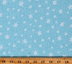 Cotton Snow White Snowflakes on Sky Blue Fabric Print by the Yard D402.62 - £9.55 GBP