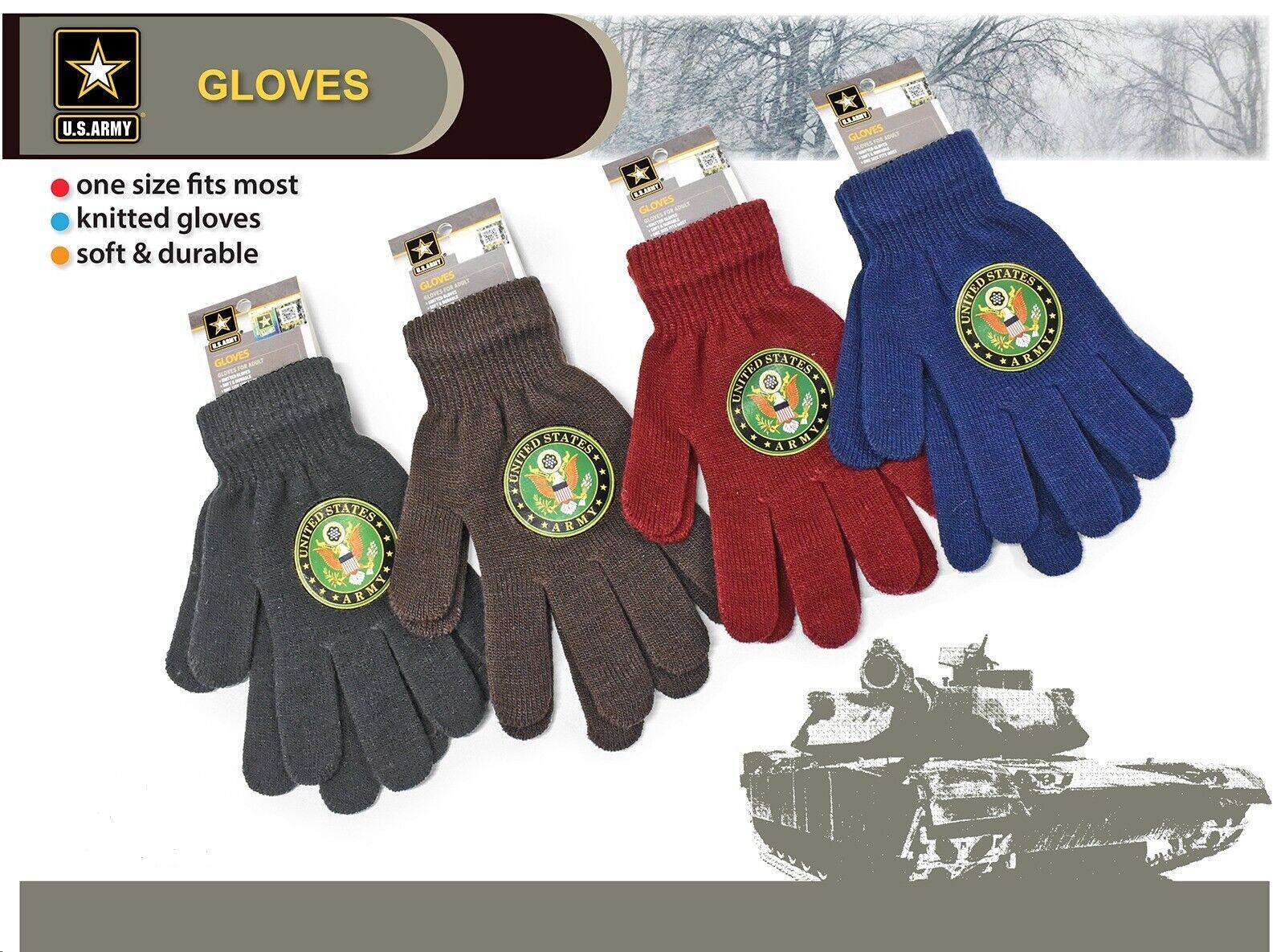 Primary image for U.S. ARMY Eagle Logo Warm Gloves Military Officially Licensed Winter Gloves