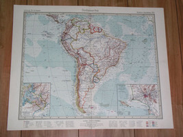 1927 Vintage Map Of South America Brazil Argentina Chile Peru Lima Panama Canal - £15.33 GBP