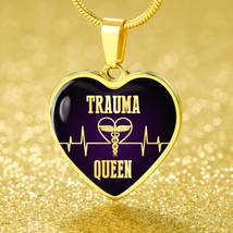 Trauma Queen Necklace Stainless Steel or 18k Gold Heart Pendant 18-22&quot; - £29.78 GBP+