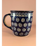 Boleslawiec Handmade Cobalt Blue Swirl Coffee Mug Made in Poland - $186.23 MXN