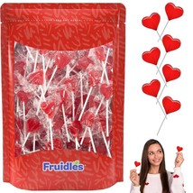 Valentines Day Lollipops Mini Red Heart Shaped Strawberry Flavored Lollipop, - £14.00 GBP