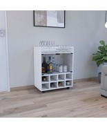 White Bar Cart: 32&quot;H Storage w/ 8 Bottle Racks - $338.66 CAD
