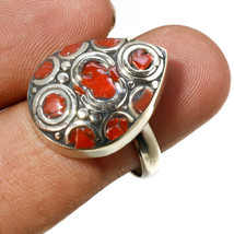Red Coral Gemstone Handmade Ethnic Gifted Jewelry Nepali Ring Adjustable SA 2341 - £4.15 GBP