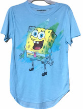 Womens Juniors SpongeBob Squarepants Graphic T-Shirt Blue Size L 11-13 - £13.22 GBP