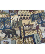 Tapestry Bears Dear Moose Pine Trees Forest Upholstery Fabric 56&quot; X 2 yards - $81.43 CAD