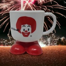 Vintage 80s Ronald McDonald Plastic Advertising Mug White/Red Clown footed NEW - £23.66 GBP