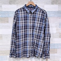 UNTUCKit Flannel Long Sleeve Shirt Gray Blue White Plaid Cotton Mens XXL 2XL - $49.49