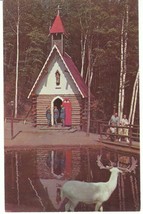 Vintage Postcard Santa&#39;s Workshop North Pole New York Chapel and Lake Unused - £5.53 GBP