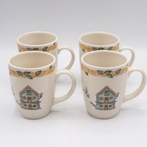 Set of 4 Thomson Pottery Coffee Mugs Birdhouse Garden - $24.74