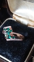 Vintage 1990-s 14 Ct Rolled Gold Emerald Ring Size UK M US 6 1/4 - Hallm... - $74.25