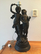 Auguste Moreau (1834- 1917 ) Antique Boy&amp;Girl Statue - Lampfoot 22&#39; - £795.67 GBP