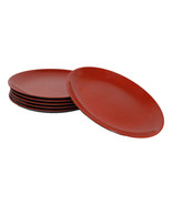 Set Of 6 Traditional Round 10&quot;D Solid Red Black Large Melamine Dinner Pl... - $68.33 CAD