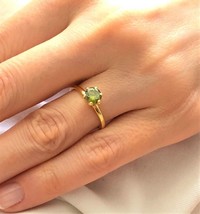 14k Yellow Gold Plated 1.20Ct Round Simulated Peridot Engagement Solitaire Ring - £104.77 GBP