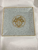 Hermes Mosaique au 24 Square Plate 15 CM Gold Porcelain Tableware - £273.46 GBP